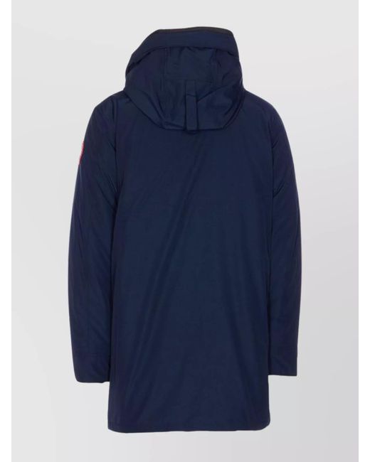Canada Goose Blue Hooded Coat With Long Sleeves And Pockets for men