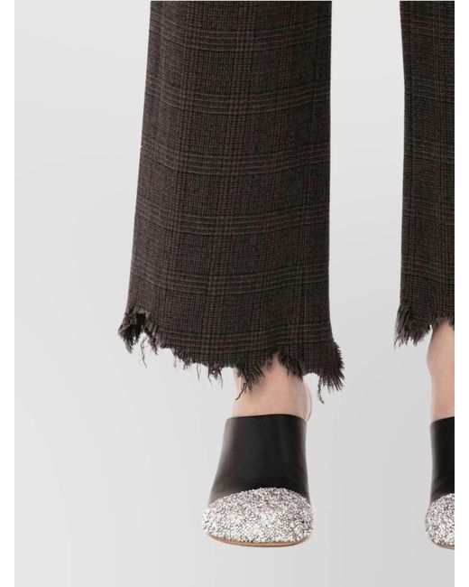 J.W. Anderson Black Wool Checked Distressed Straight-Leg Trousers