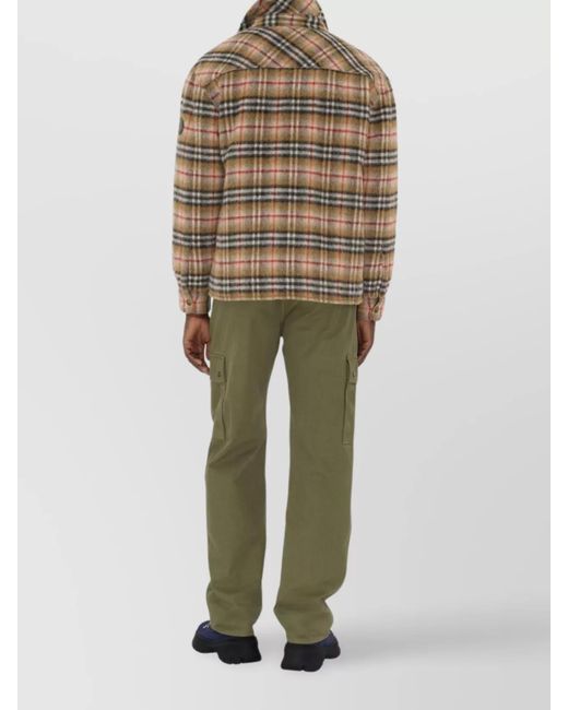 Burberry Natural Wool Checked Padded Overshirt Jacket for men