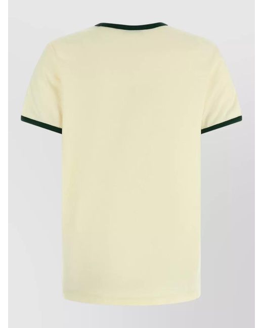 Moncler Natural Logo Flocked T Shirt Contrast Trim Crewneck