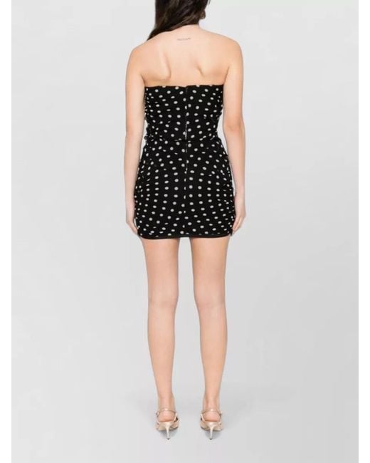 Nina Ricci Black Silk Polka-Dot Ruffled Strapless Mini Dress