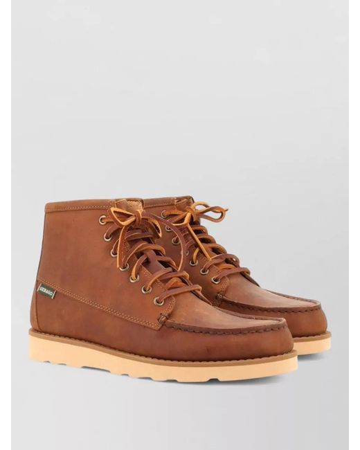 Sebago Brown Lace Up Shoes Ankle Height Round Toe for men