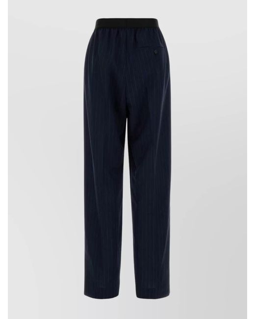 Balenciaga Blue Striped Wide Leg Trousers