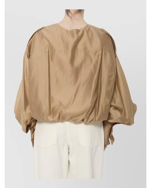 Thelatest Natural Diana Muslin Shirt Puff Sleeves Cropped