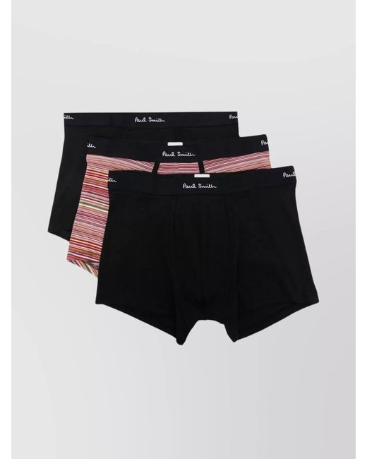 Paul Smith Black Organic Cotton Logo-Waistband Boxer Briefs Three-Pack for men
