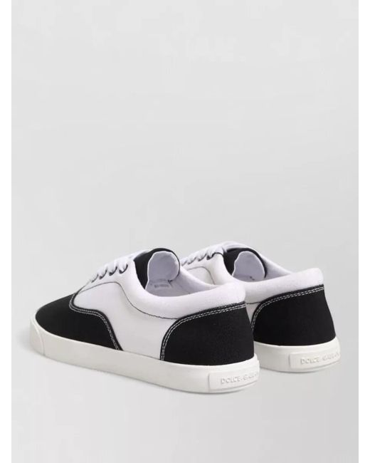 Dolce & Gabbana Black Cotton Canvas Low-Top Sneakers for men