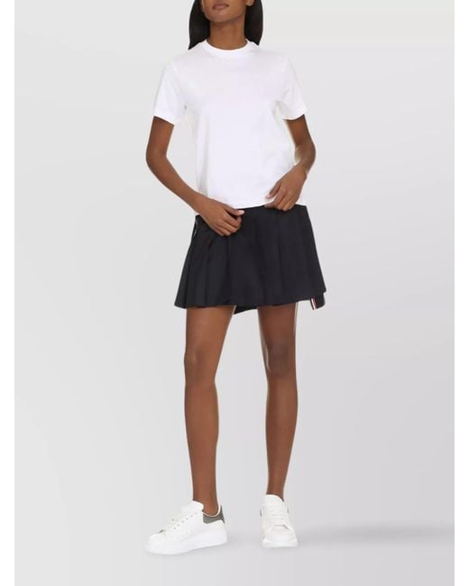 Thom Browne White Cotton Ribbed Crew Neck T-Shirt