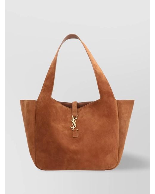 Saint Laurent Brown 5 To 7 Tote Bag
