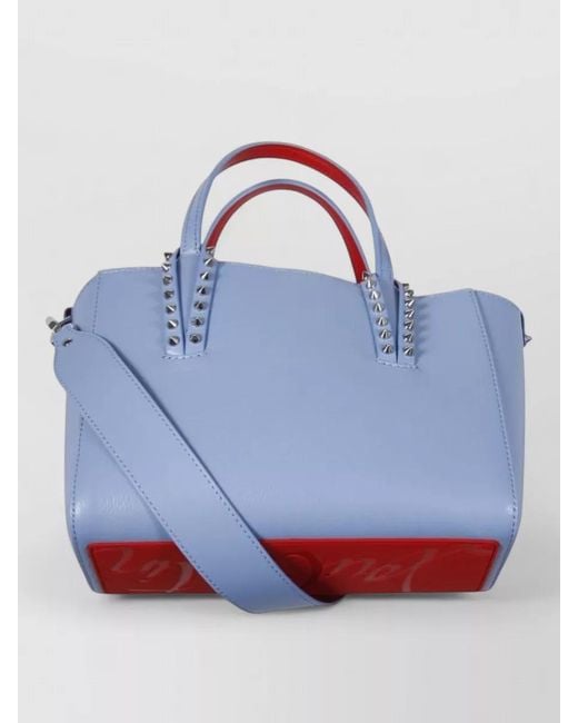 Christian Louboutin Blue Mini Leather Tote Bag Studded Handles
