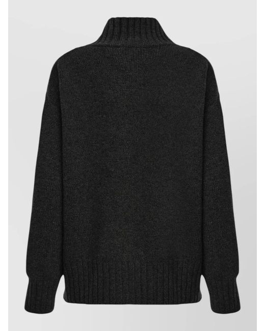 Malo Black Chunky Knit Turtleneck Sweater Long Sleeves