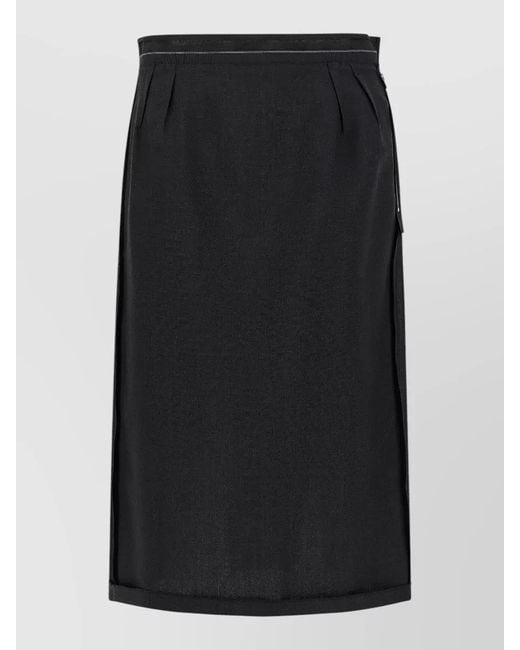 Maison Margiela Black High Waist Knee Length Pleated Skirt