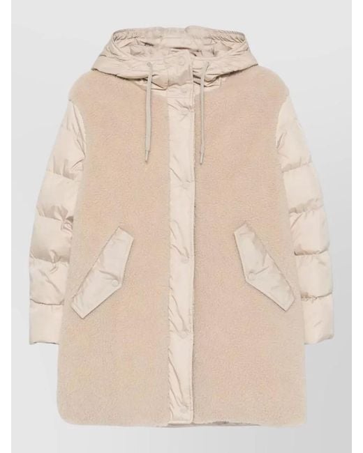 Herno Natural Hooded Panel Design Long Padded Coat