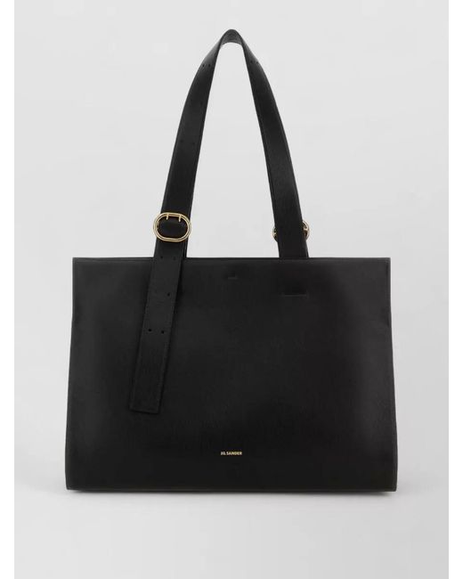 Jil Sander Black Cannolo Leather Shoulder Bag