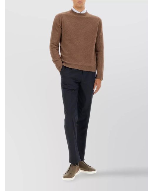 Zegna Brown Cashmere Wool Sweater for men