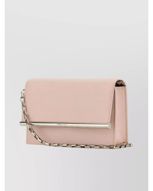 McQueen Pink Mini Lamb Leather Crossbody Bag
