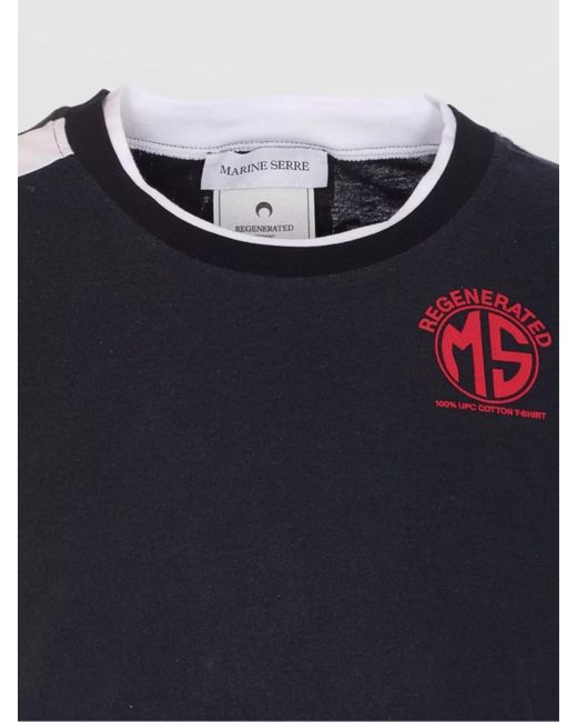 MARINE SERRE Blue Graphic Cotton T-Shirt for men