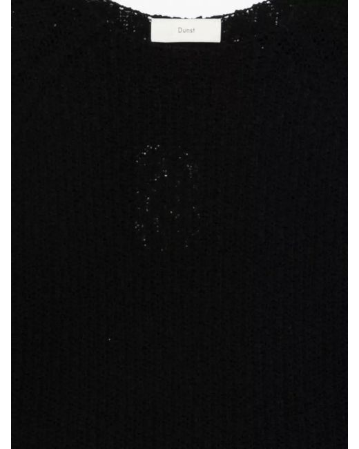 DUNST Black Crochet Round Neck Knit Long Sleeve Jumper