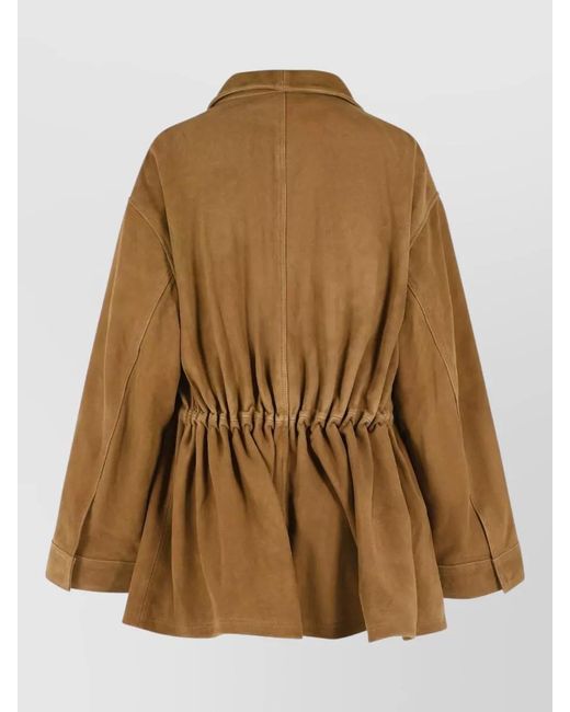 Rohe Brown Suede Jacket Collared Design Button Detail