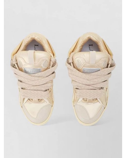 Lanvin Natural Nylon Leather High-Top Sneakers