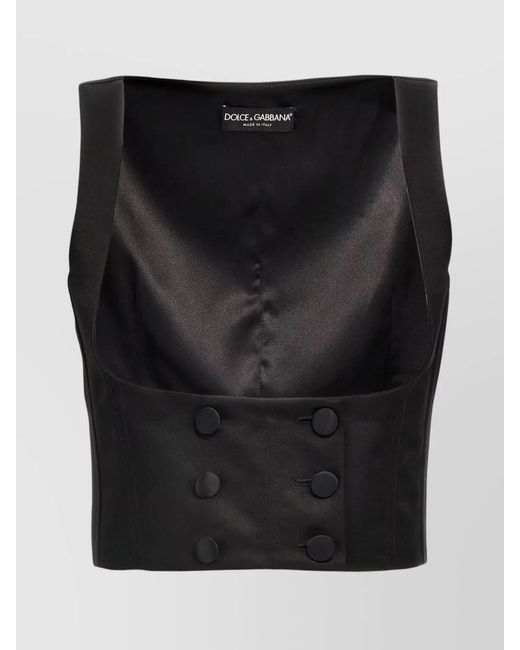 Dolce & Gabbana Black Silk Double-Breasted Tuxedo Gilet