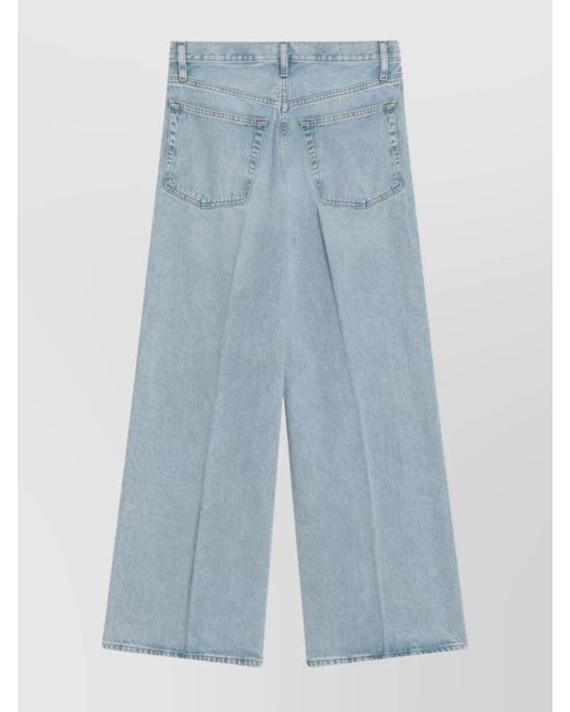 FRAME Blue Organic Denim Low-Rise Baggy Wide-Leg Jeans