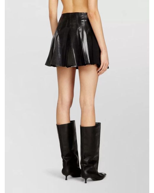 DIESEL Black Mini Skirt Pleated Design Shiny Finish