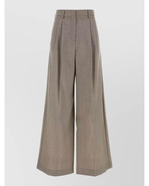 Weekend by Maxmara Gray Wool Wide Leg High Waist Ovvio Pant