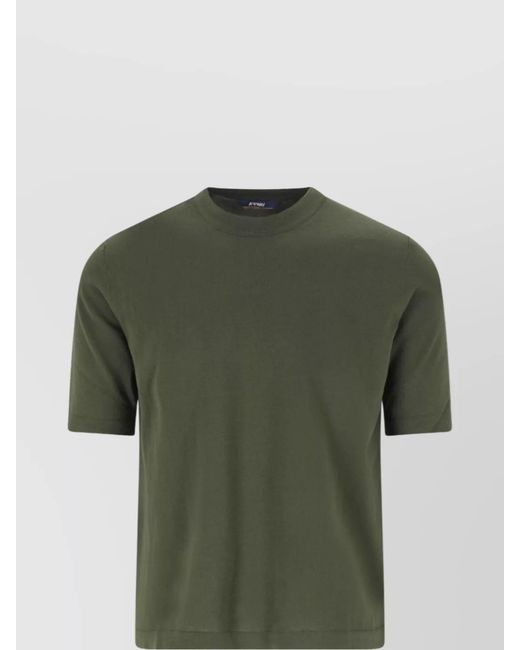 K-Way Green Cotton Crewneck T Shirt for men