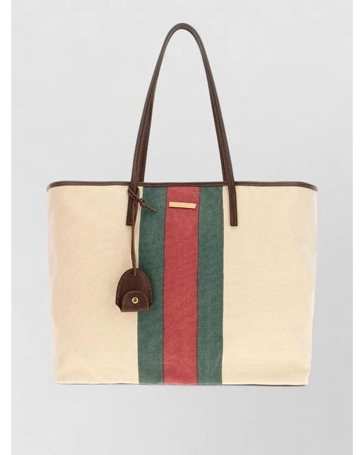 Gucci Natural Canvas Shopping Tote Bag Dual Handles