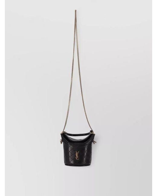 Saint Laurent White Ysl Gaby Sintra Bucket Bag Chain