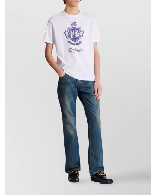 Balmain Blue Denim Straight-Leg Trousers for men