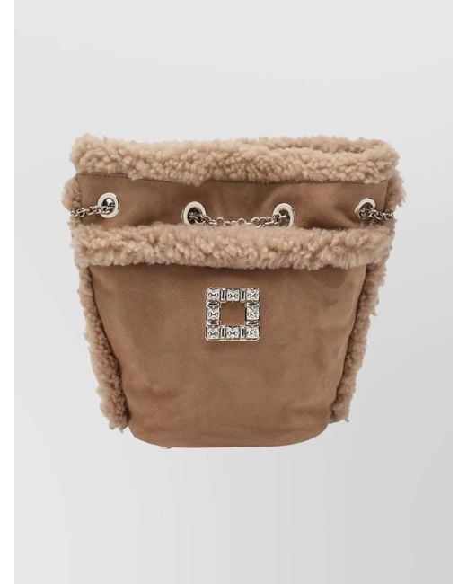 Roger Vivier Natural Suede And Shearling Backpack