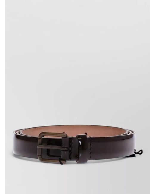 Dolce & Gabbana Gray Leather Logo Belt