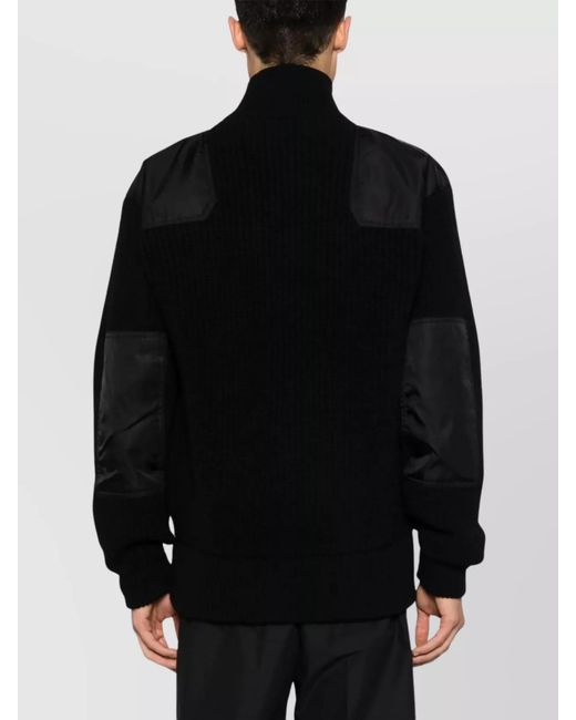 Prada Black Cashmere Wool Ribbed Oversized Zip Cardigan for men