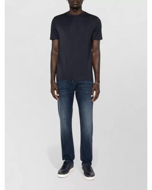 Emporio Armani Black Silk-Blend Logo-Detail Short-Sleeve T-Shirt for men