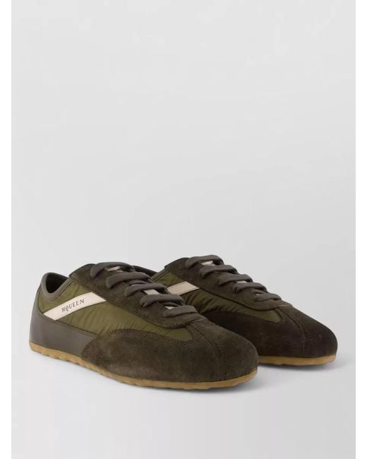 McQueen Brown Boxe Lace Up Sneakers Leather Suede Nylon for men