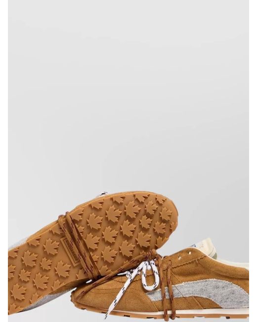 DSquared² Brown Suede Sneakers Maple Leaf Detail Rubber Sole for men