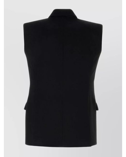 VTMNTS Black Virgin Wool Sleeveless Double-Breasted Waistcoat for men