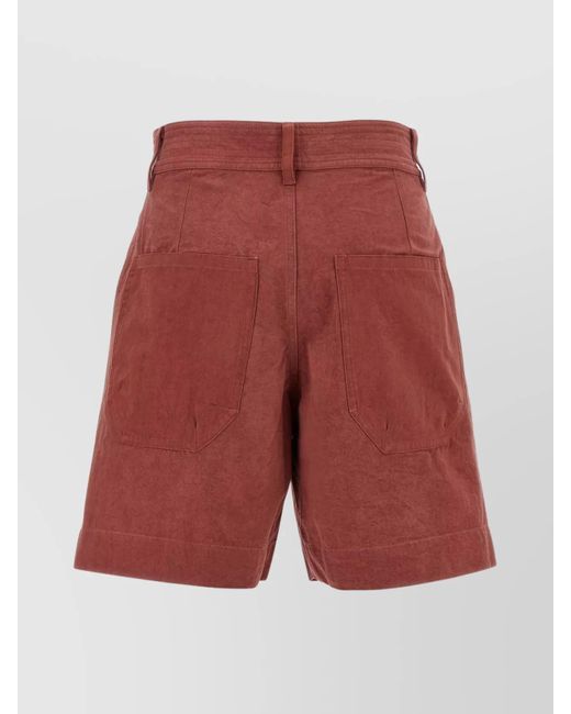 Isabel Marant Red Cotton Wide-Leg Knee-Length Shorts