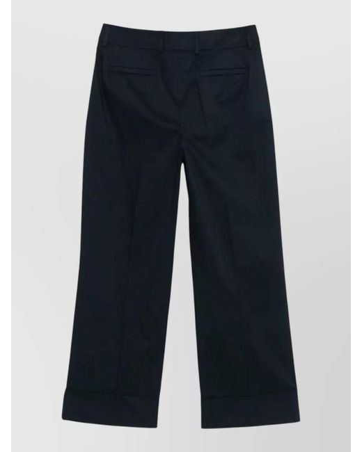 Incotex Blue Arlys Wide Leg Cotton Trousers Belt Loops