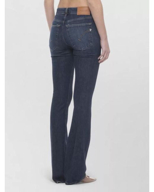 Dondup Blue Straight Jeans Cotton Five Pocket Belt Loops
