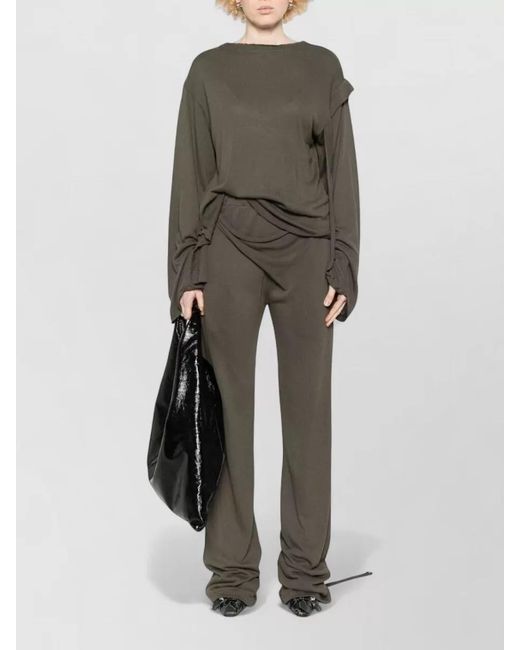 OTTOLINGER Gray Linen Blend Wrap Wide-Leg Trousers
