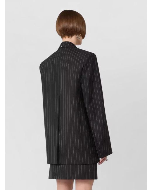 Sportmax Black Wool Blend Embroidered Double-Breasted Blazer