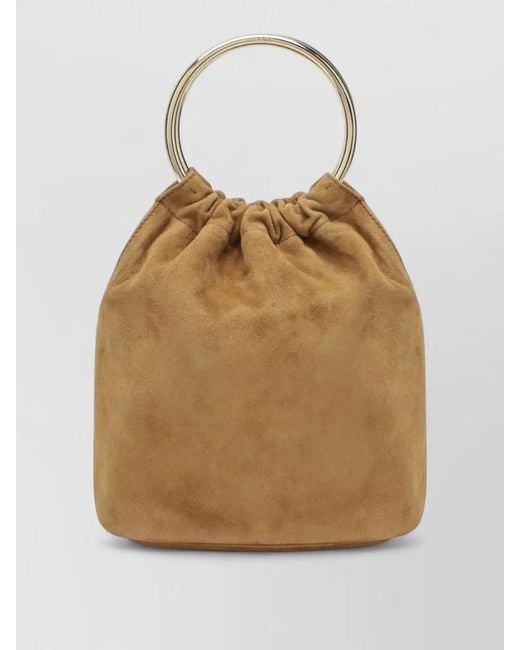 Prada Natural Bucket Bag Circular Handle Suede Finish