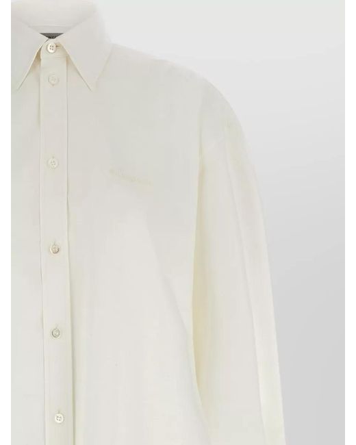 Balenciaga White Long Sleeve Shirt Dress High Low Hem
