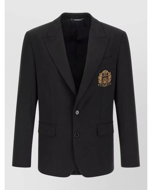 Dolce & Gabbana Black Virgin Wool Single-Breasted Blazer for men