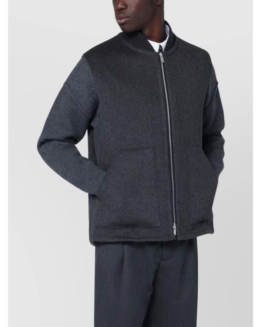 Lardini Blue Zip Gilet Wool Front Pockets for men