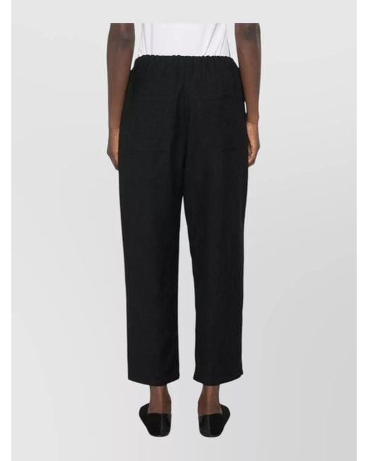 Apuntob Black Virgin Wool Crinkled Elasticated Waist Trousers