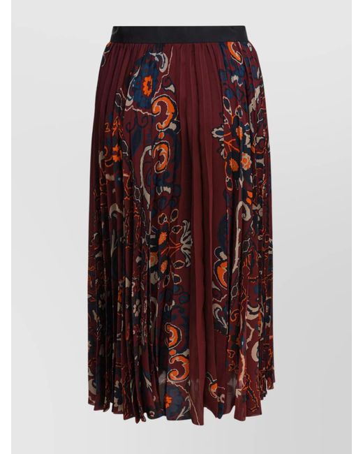 Sacai Purple Floral-Print Pleated Skirt