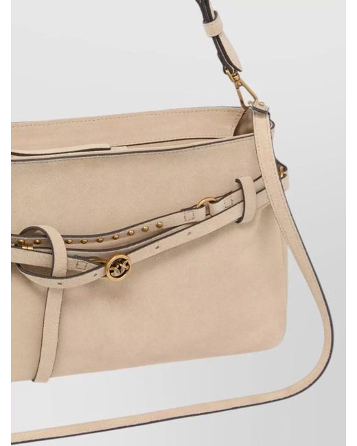 Pinko Natural Shoulder Bag Studded Detail Adjustable Strap Hardware